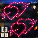 2 Pack [Timer] Valentine's Day Window Lights Decorations, 16'' Red Pink Double Heart Lighted 8 Mode Silhouette Light with Remote Valentines LED Heart Lamp Indoor Outdoor Bedroom Home Decor
