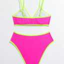 Teen Girl Summer Beach Contrast Neon Trim 2-Piece Bikini Set Bathing Suit, 13-14Y