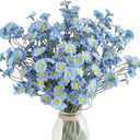 Floroom 24pcs Dusty Blue Small Artificial Flowers Faux Silk Daisies Fake Wildflowers with Stems for DIY Wedding Bouquets Floral Arrangements Party Decor Centerpieces Decorations (Vase Not Included)
