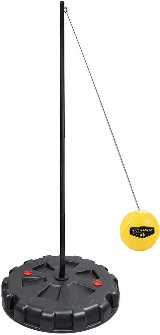 Hathaway Tetherball Set for Backyard for Families - Black and Yellow, Medium, Small