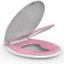 17" Round Pink Toilet Seat with Built-In Toddler Potty Training Seat, No Wiggle Design for Child and Adult, Easy to Install with Detachable Seat for Longtime Usage