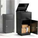 Parcel Drop Box for Outside, Extra Large Package Delivery Box with Secure Storage, Anti-Theft Galvanized Steel,Waterproof for Outdoor Porch with Password Lock (Black)