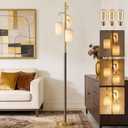 G-SAFAVA 70" Dimmable Floor Lamp Wood Floor Lamps for Living Room Bedroom Mid Century Modern Floor Lamp Gold Standing Lamp Tall Lamps for Office Nursery Reading Elegant Stand Up Lamp, 3 Bulbs Included