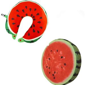 HUAWELL 2 Piece Watermelon Slice Realistic Soft Velvet Foam Pillow