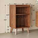 Record Player Stand, Turntable Stand with Record Storage and Charging Station & USB Ports, Record Player Table with Metal Divider, Record Stand Up to 160 Albums for Living Room, Bedroom Walnut, 19.6" x 15.7" x 31.8"