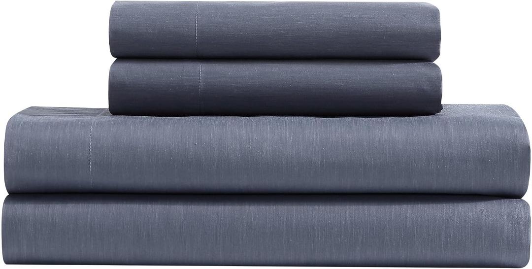 Calvin Klein - Twin XL Sheet Set, Cotton Blend Bed Sheets with Pillowcases, Cooling and Breathable, Wrinkle-Resistant Fabric, Deep Pocket Fitted Sheet, Blue