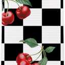 Cherry Hand Towels for Kitchen Bathroom - Retro Black and White Checkered Decorative Dish Tea Towels, Retro Plaid Cherry Kitchen Decor Accessories, Cherries Themed Housewarming Gifts New Home Idea