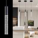 Pendant Lights Kitchen Island, Black Kitchen Pendant Light with Crystal Bubble, Modern Adjustable Hanging Lights Fixture for Dining Room Hallway Bedroom Over Sink 1 Pack