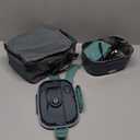 Electric Heated Lunch Boxes Adults: 80W Electric Lunch Box Food Heated 12/24/110V 1.5L Heatable Lunch Box for Car/Truck/Office LeakProof Stainless Steel Container, Fork & Spoon, Bag (Grey+Green)