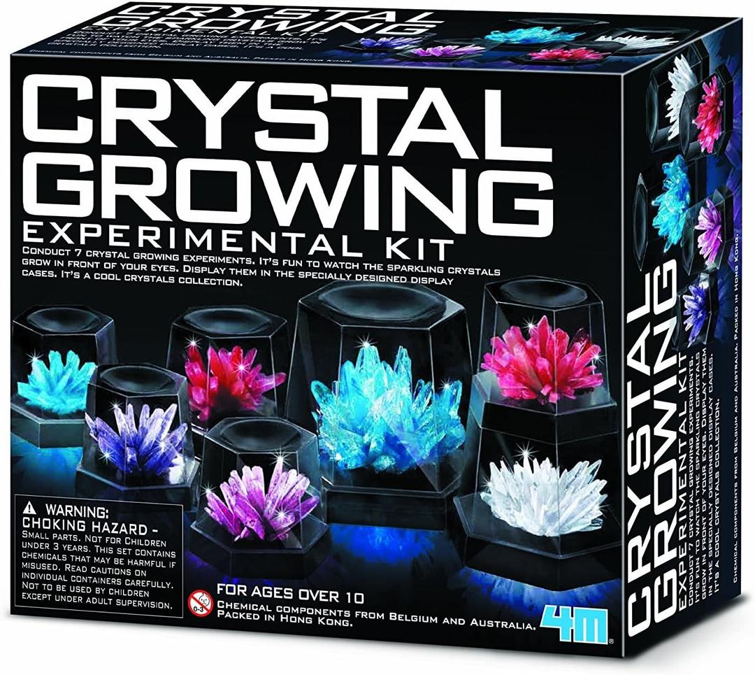 4M 7 Crystal Growing Science Experimental Kit with Display Cases - Easy DIY STEM Toy Lab Experiment Specimens, Educational Gift for Kids, Teens, Boys & Girls