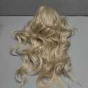 KOME Blonde Synthetic Lace Front Wig,Beginner Friendly Wigs T Part Glueless Long Curly Wavy Wigs With Bangs for Women Cosplay Daily Use 28IN(#R10119)