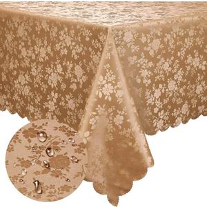 Smiry Rectangle Table Cloth, Waterproof Heavy Duty Vinyl Tablecloths, Wipeable Washable Table Cover for Kitchen and Dining Room (Brown, 52" X 70")
