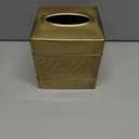 Monarch Abode Tissue Box Cover Square – Handcrafted Wave Embossed Brushed Gold Metal Tissue Holder Box for Bathroom Accessory, Aesthetic Decorative Facial Napkin Cube for Modern Home Decor 