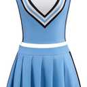 Olivia Cosplay Cheerleading Uniform Blue Tops Skirt Cheer Outfits Women Halloween Costume (Small)