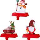 Alupssuc 3 Pcs Christmas Stocking Holders for Mantle, Christmas Stocking Hangers for Fireplace-Weighted Stocking Hooks for Mantel&Christmas Holiday Party Decoration-Santa Claus, Gift Car, Snowman