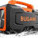 BUGANI Bluetooth Speaker - 80W Portable Wireless Speaker IPX7 Waterproof, 24H Playtime, Mic & AUX USB, Perfect for Parties & Pool (Orange)