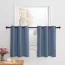 NICETOWN Kitchen Short Blackout Curtains Grommet 42x30 Inches Long Blocking Insulated Thermal Small Curtain Tiers for Bathroom Window Treatment Travel RV Laundry Room 2 Panel, Stone Blue