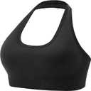 iMucci Halter Bra Medium Low Impact Sports Bras for Women Seamless Workout Padded Open Back Gym Yoga Bra with Removable Pads (Black)