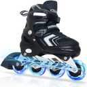 Nattork Adjustable Inline Skates for Girls and Boys with Full Light up Wheels, Beginner Roller Skates for Kids Youth Purple Pink Blue Black