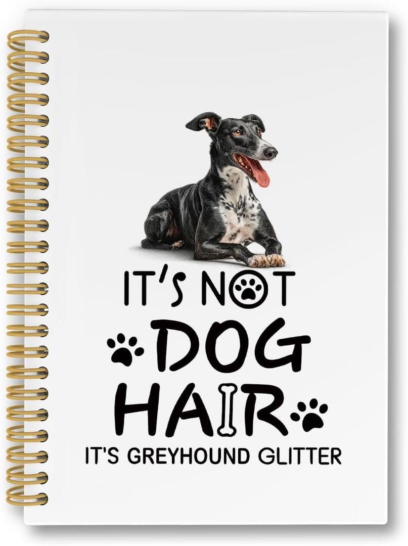 Greyhound Gifts Spiral Notebook, Dog Gifts for Women Journaling Notebooks, It's Not Dog Hair It's Greyhound Glitter College Ruled Spiral Notebook for School Office Supplies, 5.5x8.3 Inches
