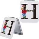 SUNBMO Initials H Compact Mirror - PU Leather Makeup, Bridesmaid Gifts for Women, Wedding & Engagement Gifts