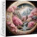Beautiful Flower Blossom Landscape Puzzles for Adults 1000 Pieces Nature, Pretty Floral Moon Bridge Scenery Art Jigsaw Puzzles, Impossible Hard Difficult Challenging Aesthetic Garden Puzzle