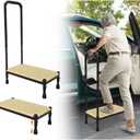 Medical Step Stool with Handle for Seniors, Bed Steps for High Beds Adults, Handicap Step Platform Bed Stool for Elderly, SUV Car Stepping Stool Heavy Duty Adjustable Safety Step with Anti-Slip Mat