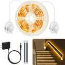 Under Bed Lights Dual Motion Sensor Light Indoor, 19.69Ft Warm White Motion Activated LED Strip Lights Two End Sensor, 12V Dimmable Motion Sensor LED Strip Night Light for Bedside Cabinet Stair Closet