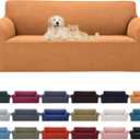 Cupuamon 2026 New Stretch Sofa Slipcovers Couch Cover for 3 Cushion Furniture Protector Sofa Covers with Elastic Bottom Jacquard Fabric Small Checks for Pets, Kids -Sofa, Golden