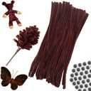 100pcs Brown Pipe Cleaners Chenille Stems for DIY Art & Crafts with Googly Eyes 100pcs (12inch x 6mm)