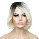 Aimole Bride Wig Short Ombre White Straight Wigs Halloween Costume Cosplay Party Flapper Synthetic Women Hair 8" (#1BT613M)