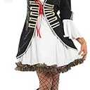 Pirate Costume Women's Deluxe Buccaneer Outfit with Corset Jacket, Dress, Hat L