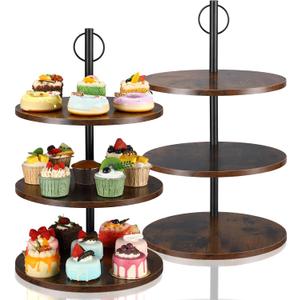 Wenqik 2 Pack 3 Tier Wooden Cupcake Stand 12/12/12 Inch for 63 Cupcakes Large Dessert Table Display Tower Set Cake Stand Tiered Tray Holder for Wedding Birthday Party Supplies
