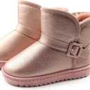 Apawwa Girls and Boys Boots Fur Lined Slip-On Warm Girls Snow Boots Waterproof Kids Winter Boots Stylish Kids Walking Boots, 37