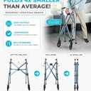 Stander Space Saver Walker Short, Lightweight Folding Rolling Mobility Aid for Juniors & Petite Adults, Compact 2-Wheel Disability Device with 6-inch Wheels & Rear Ski Glides, Cobalt Blue
