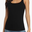 V FOR CITY Women's Cotton Tank Top with Shelf Bra Adjustable Wider Strap Camisole Basic Cami Tanks, Large