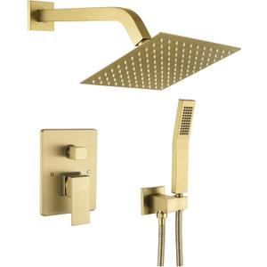 Bathtub Shower Faucet set with 10 Inch Shower Head and Handheld Shower System (Shower Head & Handheld, Brushed Gold)