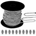 50ft Ball Bead Chain, #10 Stainless Steel Ball Chain, Roller Shade Chain&Vertical Window Blinds, Dog Tag Chain, Bead Chains for Jewelry Making/Crafts & DIY Projects(4.5mm with 10pcs Connectors)