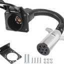 7 Pin Round to 7 Pin RV Trailer Adapter,7 Pin Trailer Plug Adapter with Mounting Bracket,7 Pole Round to 7 RV Blade Adapter Connector, Trailer Connector
