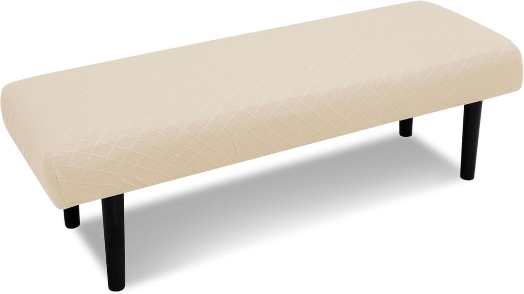 Stretch Bench Covers, Printed Bench Seat Protector, Washable Slipcover, Rectangle Covers for Dining Room, Living Room, Kitchen (Argyle Cream)