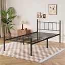 14 Inch Twin Size Bed Frame No Box Spring Needed, Heavy Duty Metal Platform with headboard and Footboard, Noise Free, Sturdy Steel Slat Support, Easy Assembly(Black)