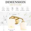 Brushed Gold Bathroom Vanity Light, Farmhouse Brass Sconces Wall Lighting with Milk White Glass, Champagne Bronze Light Fixture Over Mirror, AD-22004-2W-GD