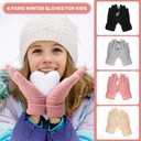 Clothclose 4 Pairs Kids Winter Gloves for Boys Girls, Warm Winter Glove for Kids, Knit Toddler Kid Gloves, Soft Kid Mittens (4 Pack, Black & Grey & Beige & Pink)