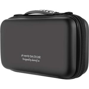 alavisxf xx CD Case, 96 Capacity EVA Protective Blu-ray DVD Case Portable Zipper CD Case Holder Disc Storage Organizer Wallet Bag for Car Home Travel (96 Capacity, Black96)