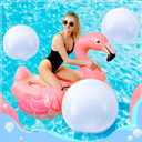 Sinmoe 12 Pieces Large gaint Inflatable White Beach Ball Bulk Solid Swimming Pool Floating Blow up Ball DIY Paint Craft for Boys Girls Hawaii Luau Birthday Beach Summer Party(16 Inch, 24 Inch,White)
