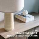 BOBOMOMO Modern Table Lamp Set of 2, Warm Beige Resin Lamp with Natural Stone Look, 27.25" Lamps for Living Room with Linen Shades, Bedside Lamp for Bedroom, Living Room, Nightstand, Entryway