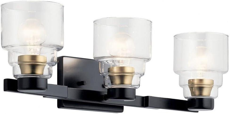 Kichler Vionnet 24" 3 Light Vanity Light with Clear Glass in Black