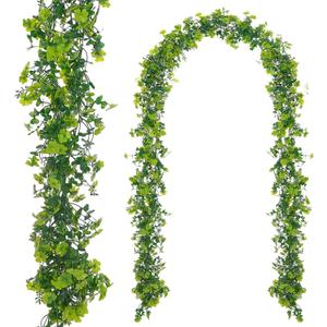 Crowye 2 Pcs 6 ft St Patrick's Day Shamrock Garland Artificial Lucky Shamrock Clover Garland for St Patrick's Day Spring Outdoor Indoor Mantle Table Decor