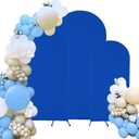 Spandex Fitted Wedding Arch Cover Set of 3 Arch Backdrop Cover, Round Top Chiara Backdrop Stand Covers for Wedding Birthday Party Baby Shower Banquet Arch Decoration (Royal Blue, 6FT,6.6FT,7.2FT)