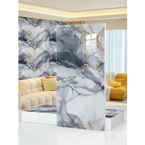 22pcs Marble Peel and Stick Waterproof Wall Panels,Heat-Resistant Backsplash Tile, 23.6"x11.8" PVC Foam Wall Sticker for Kitchen,Living Rooms,TV Walls,Blue and Gold(Not Real Tile 42.6Sq. Ft.), 23.6" x 11.8" x 2.5MM x 22Pack